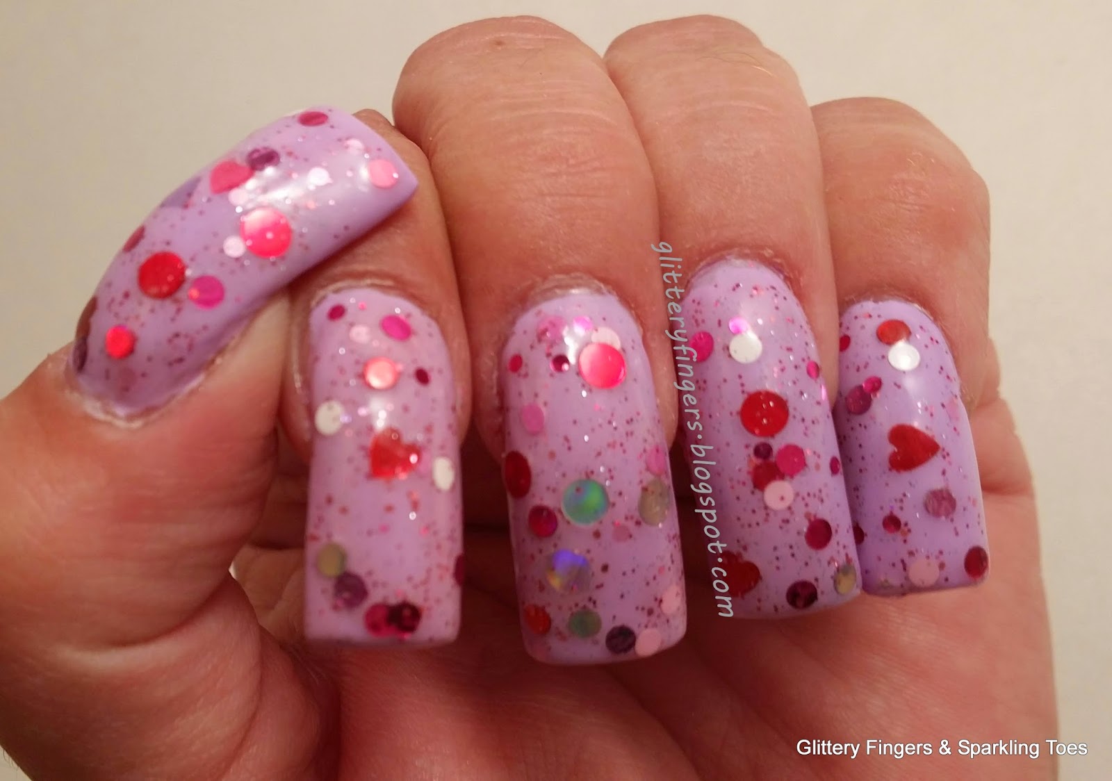 Glittery Fingers & Sparkling Toes: Purple & Hearts & Circles & Holo ...