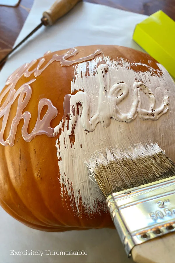 Painting A Pumpkin with white paint