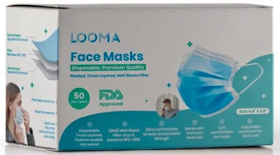 Box of Looma disposable face masks.