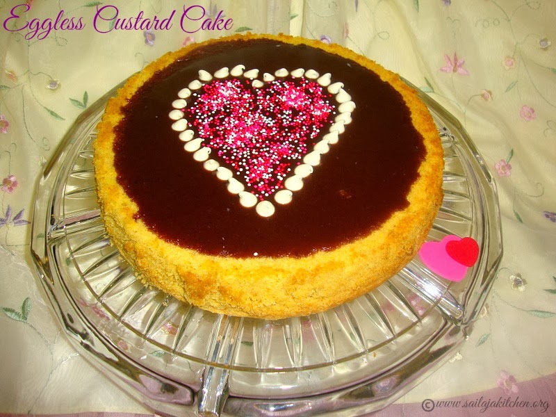 Eggless Custard Cake with Chocolate GlazeEggless Custard Cake Recipe/- Valentine's Day Special Recipes