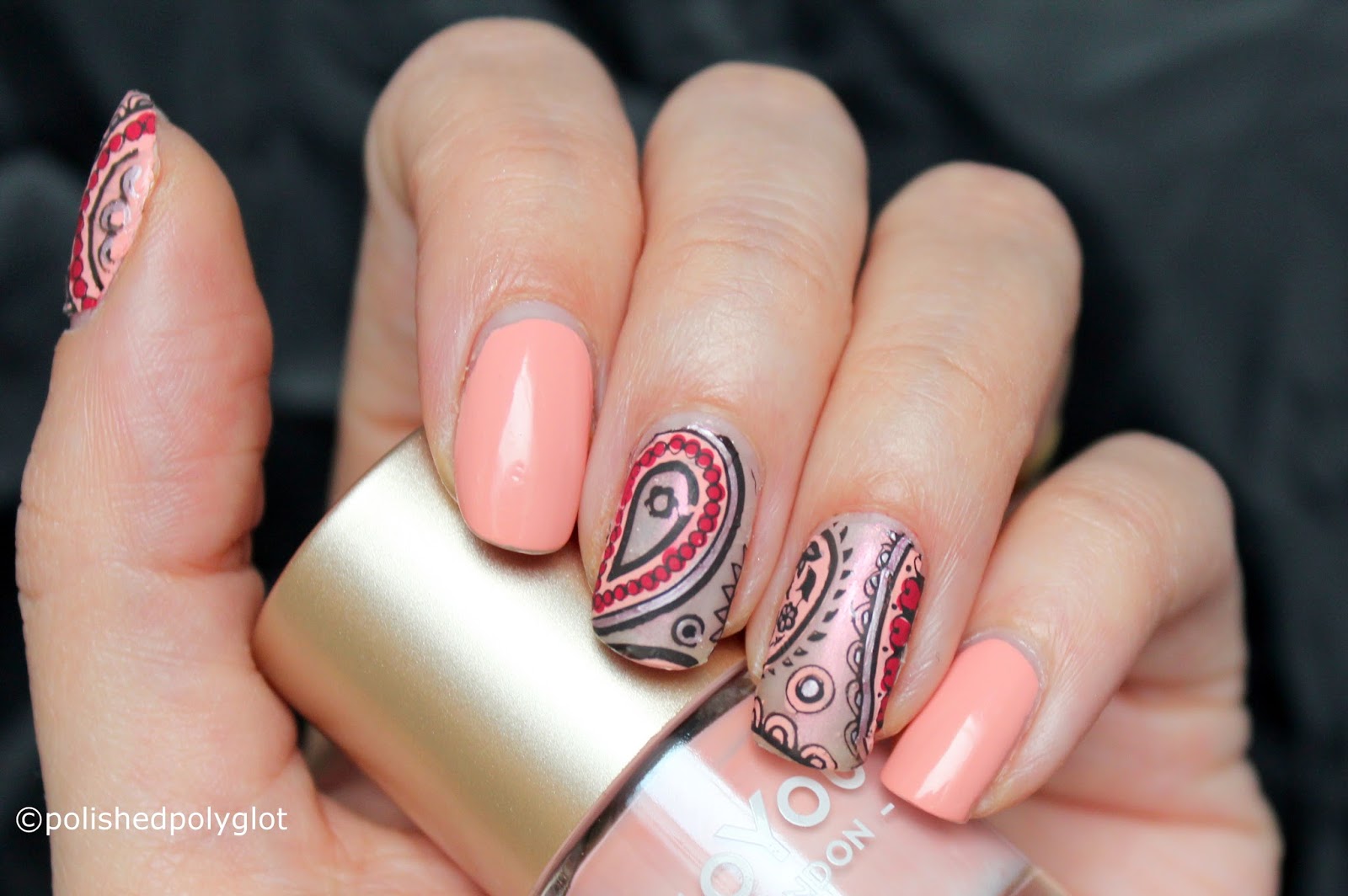 Nail Art │ Pink Satin Paisley manicure done with Silicone Mat [Tutorial] /  Polished Polyglot