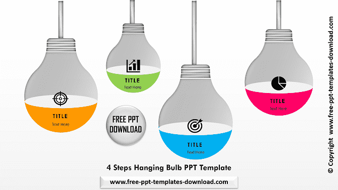 4 Steps Hanging Bulb PPT Template Download