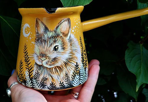 My Owl Barn: Artist Uses Enamel Cups and Ceramic Mugs to Paint Animal  Portraits and Beautiful Scenes