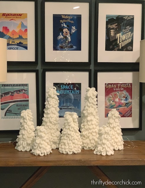 White fluffy yarn trees