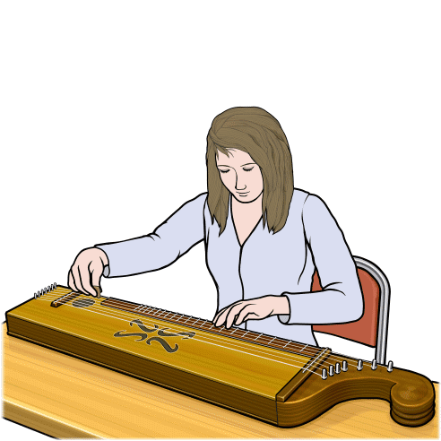 シャイトホルトを演奏する女性 playing the scheitholt