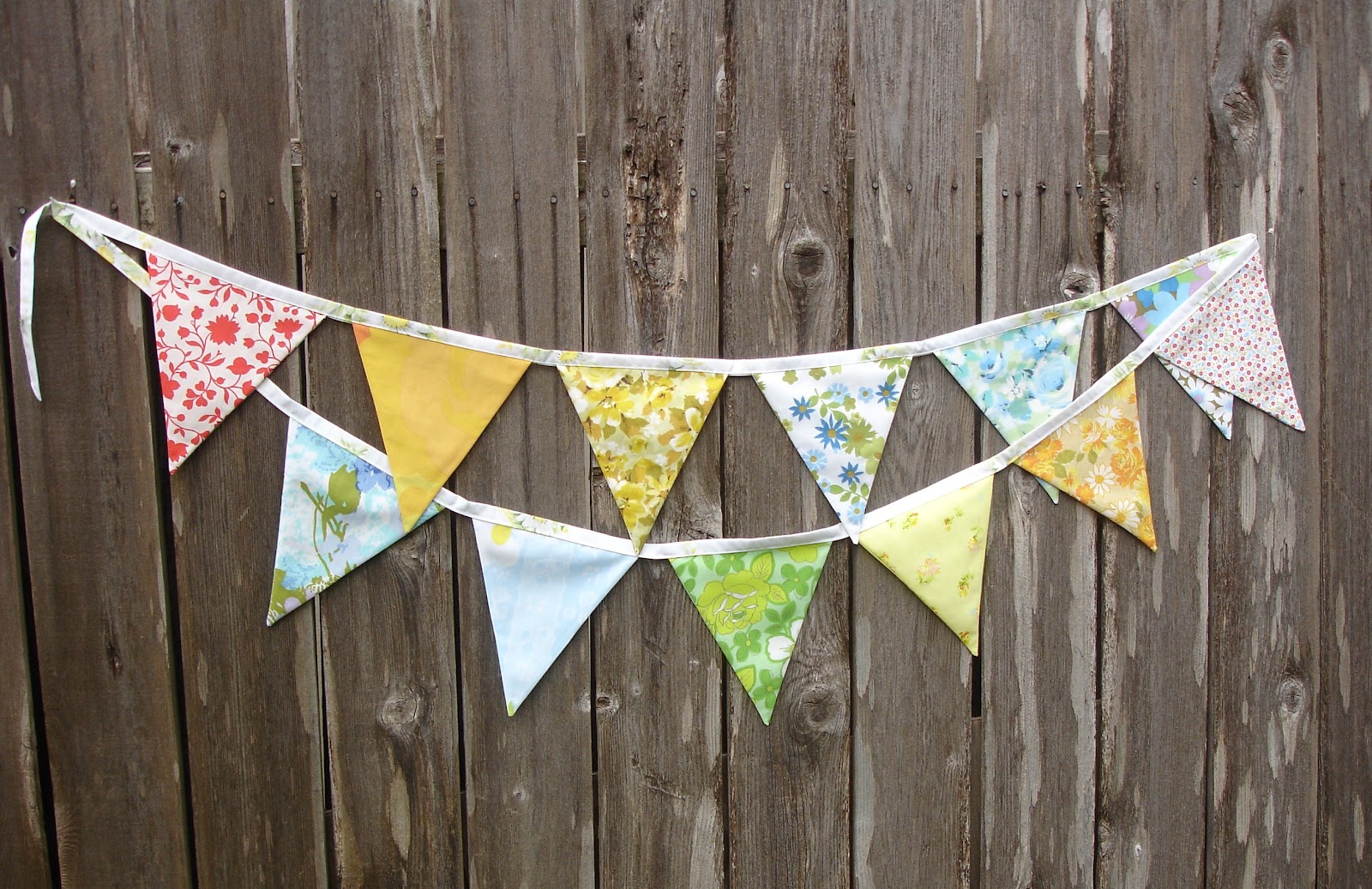 Sleeping Or Sewing Vintage Sheet Bunting
