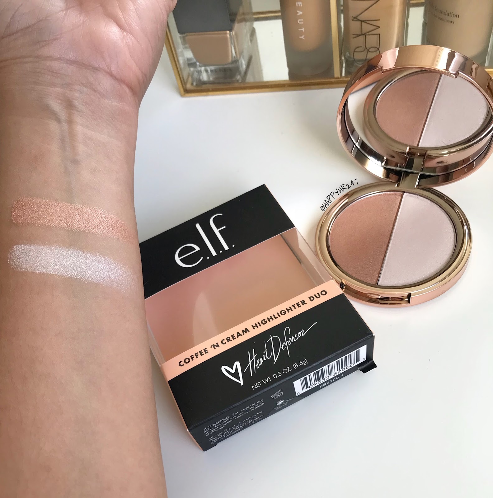 Product Review E.L.F. Cosmetics X Heart Defensor Coffee 'N Cream Highlighter Duo