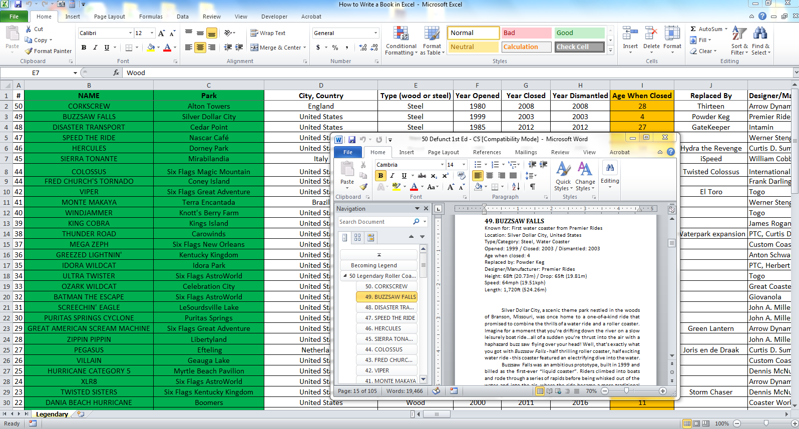 Excel Spreadsheets Help: How to Write a Book Fast by Using Excel
