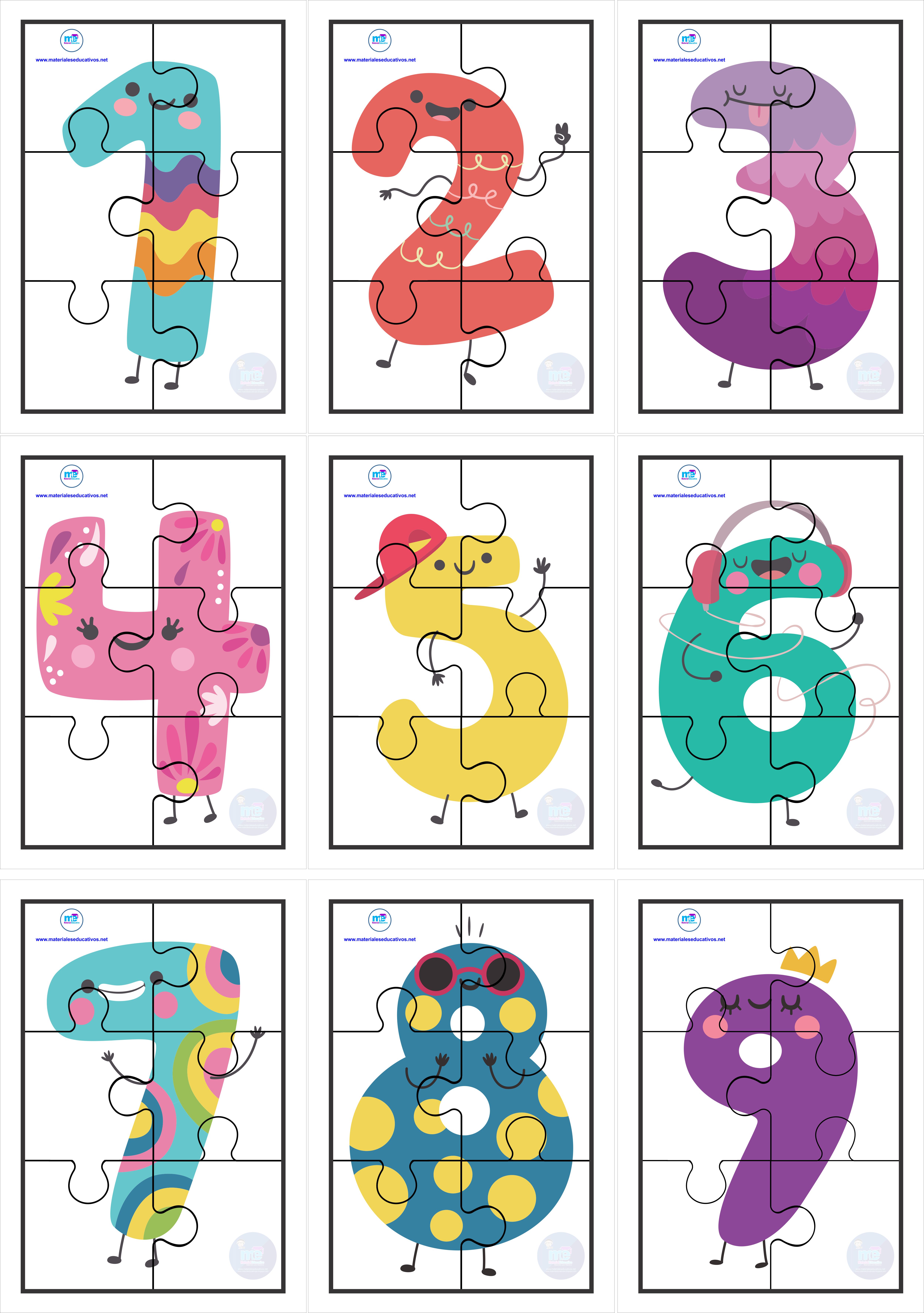 Rompecabezas De Números Del 1 Al 10 A Colores Y Formas Materiales