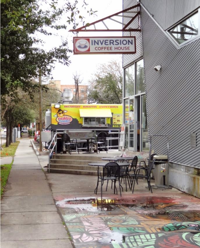 Houston Streetwise Inversion Coffee House at art league Houston with food truck in parking lot