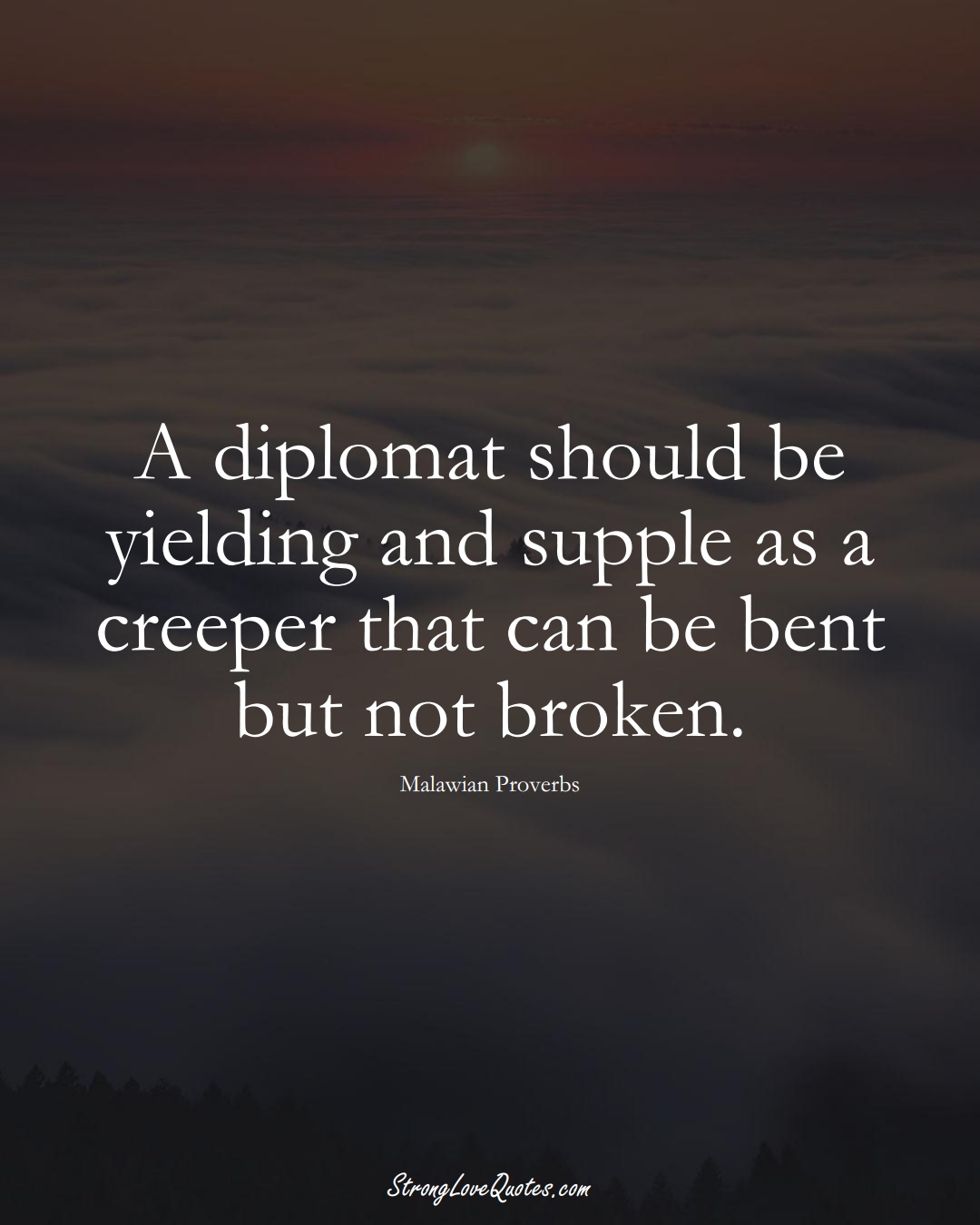 A diplomat should be yielding and supple as a creeper that can be bent but not broken. (Malawian Sayings);  #AfricanSayings