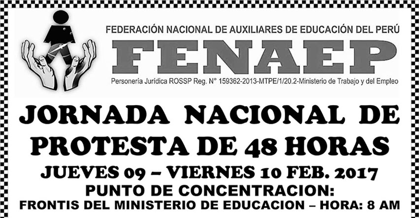 Auxiliares de Educación anuncian marcha de protesta el 9 y 10 de Febrero para exigir aumento de sueldo - FENAEP