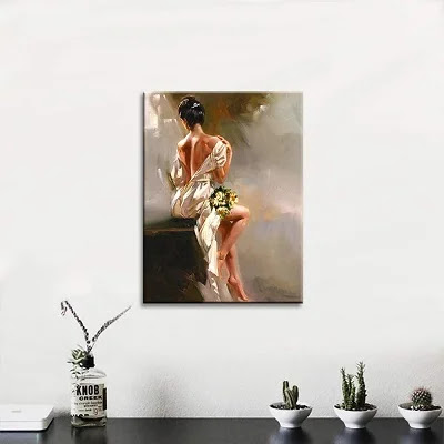 Home Decor Wall Art Canvas Prints Bathroom Bedroom Living Room Wall Decoration Woman Art Stretched and Framed Painting Poster on Canvas