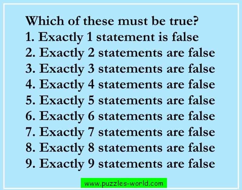 Which of these statements is true? Puzzles World