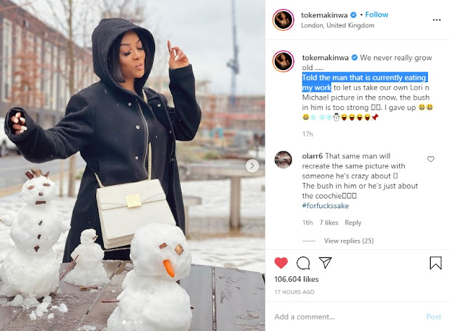 "I’m just about the D..." Toke Makinwa Responds To Online Troll Who Dissed Her Current Relationship