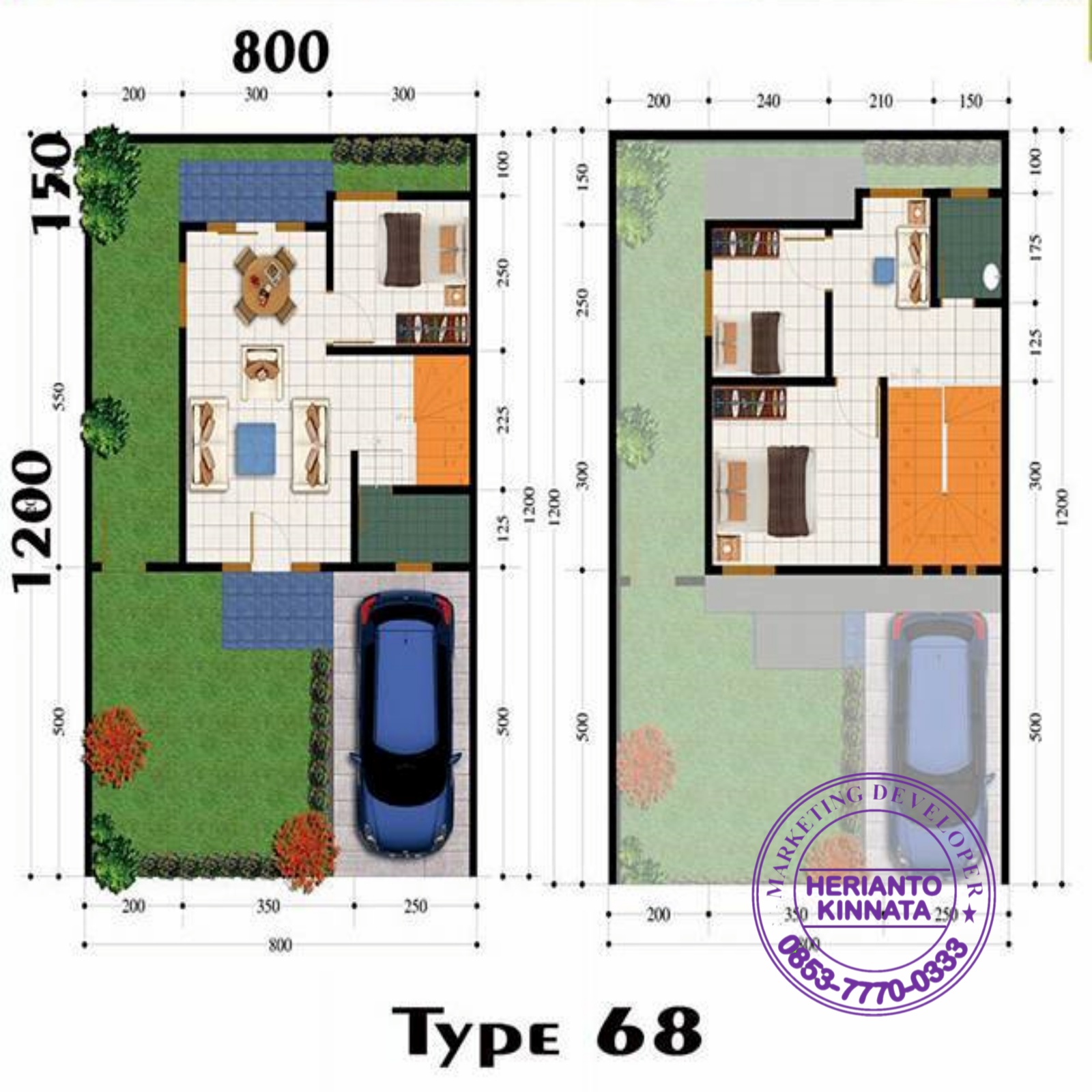 Denah Bangungan Type 68 Rumah Griya Pesona Permai Batam Centre