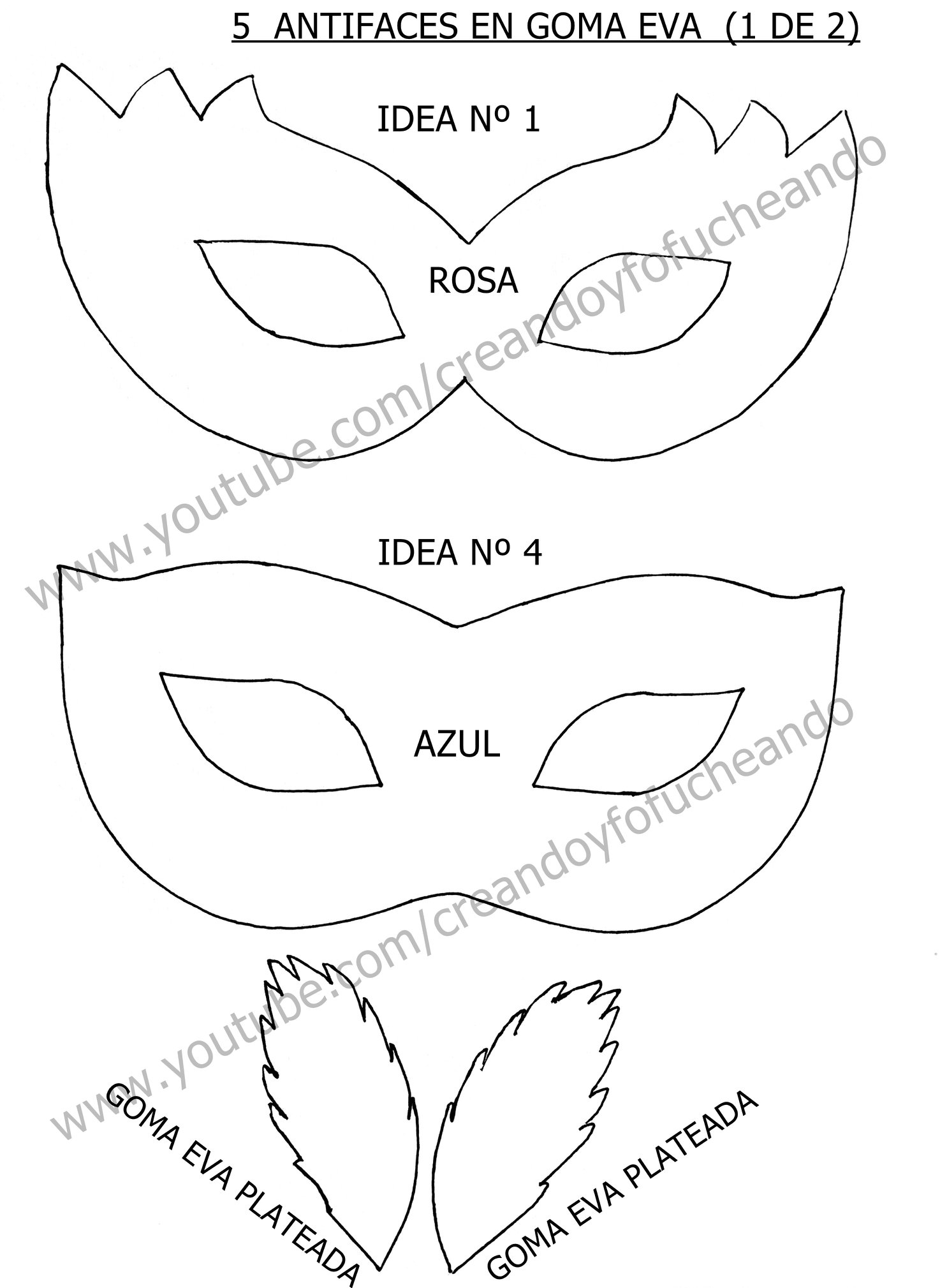 5 Ideas de Antifaces en Goma eva para Disfraces y Carnavales | Creando y  Fofucheando