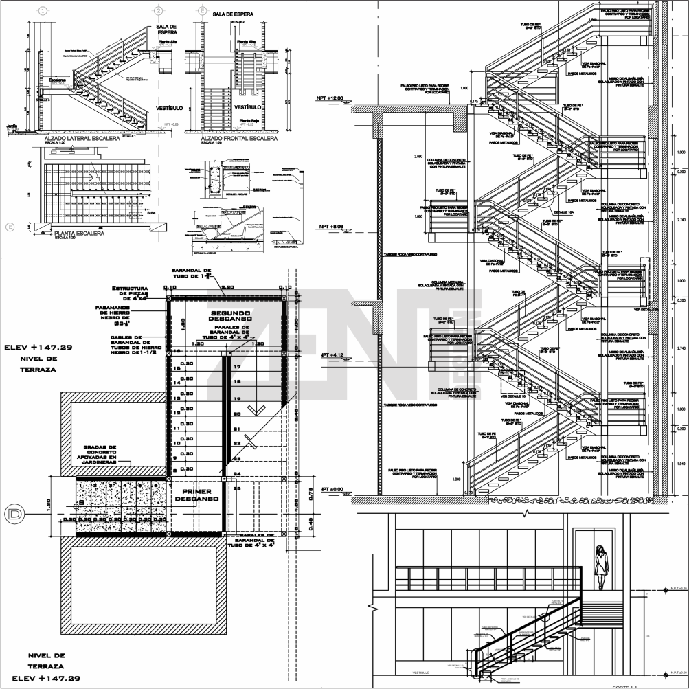 ESCALERAS METALICAS / PLANOS - Metal Stairs ~ ZENT DESIGN 2D