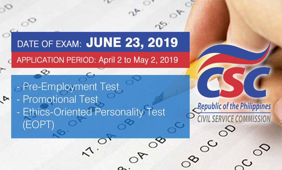 Civil Service Exam PH June 23, 2019 PreEmployment / Promotional Test