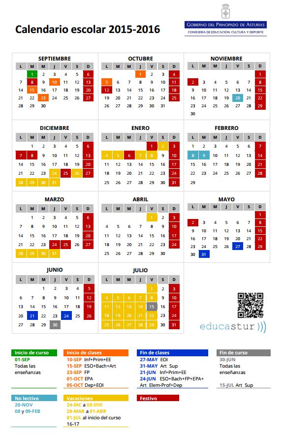 Calendario Escolar 2015 - 2016