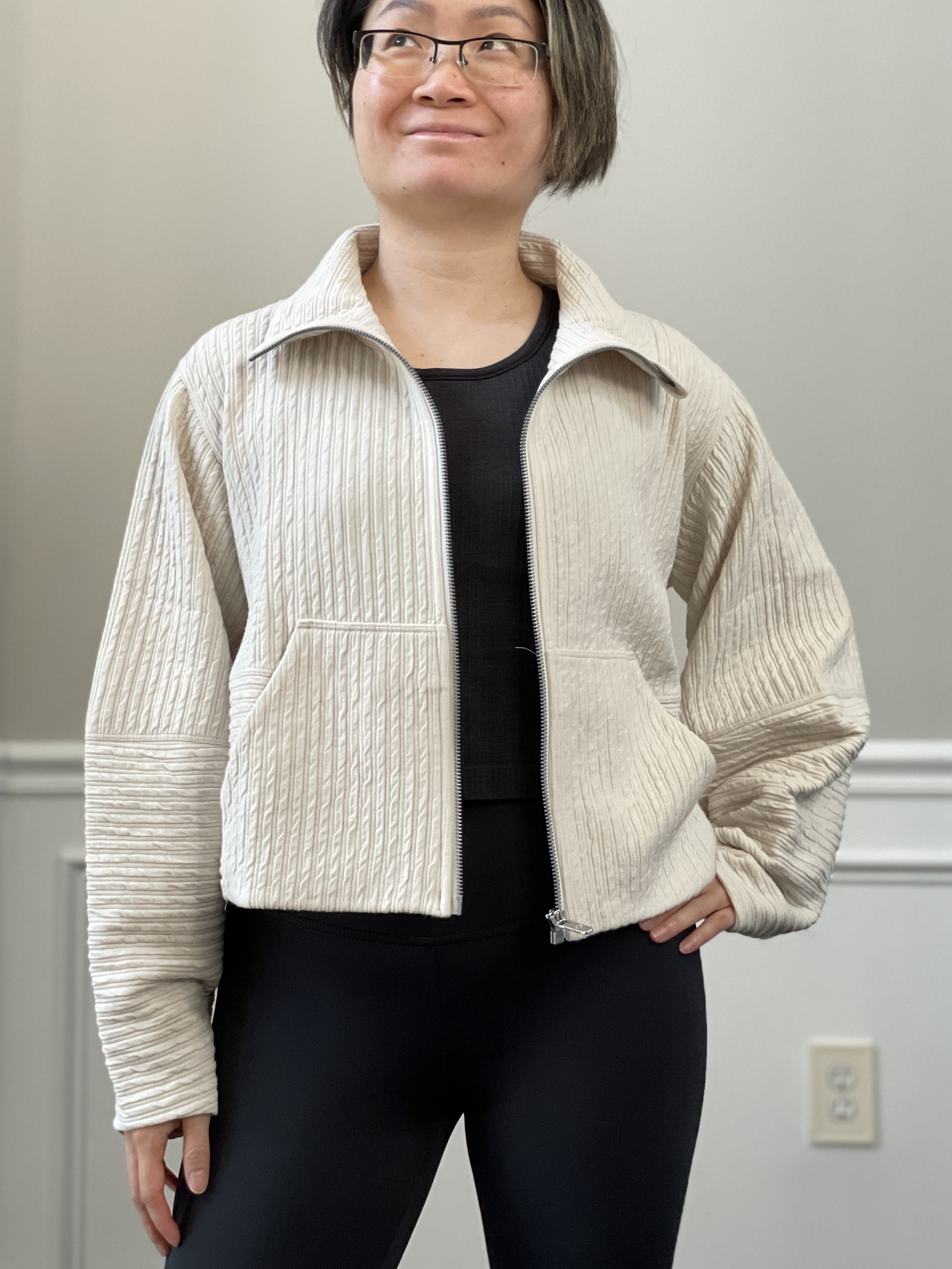 turquoise cropped jacket