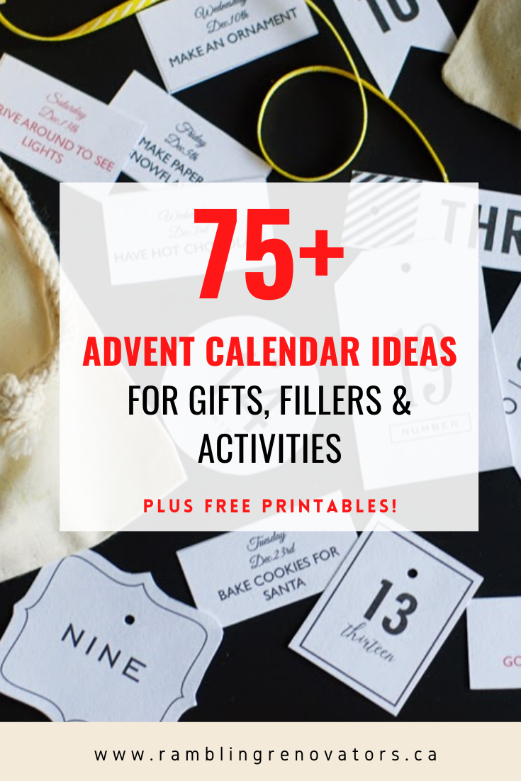 ideas for advent calendar gifts, advent calendar fillers, advent activity ideas, advent activities for families