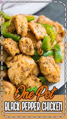 Quick and easy black pepper chicken recipe, inspired by Chinese flavors. This one pot dinner idea is made with simple ingredients and ready in 30 minutes.  #recipes #healthyrecipes