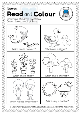 Read and Color Worksheets - English Created Resources