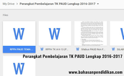 Download Perangkat Pembelajaran TK PAUD 2016-2017 Lengkap