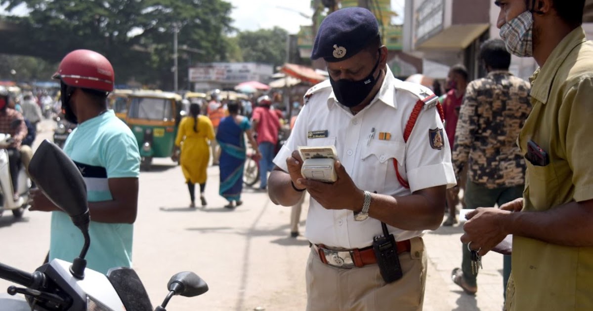 SMS notice for Traffic rules violation fine in Bangalore