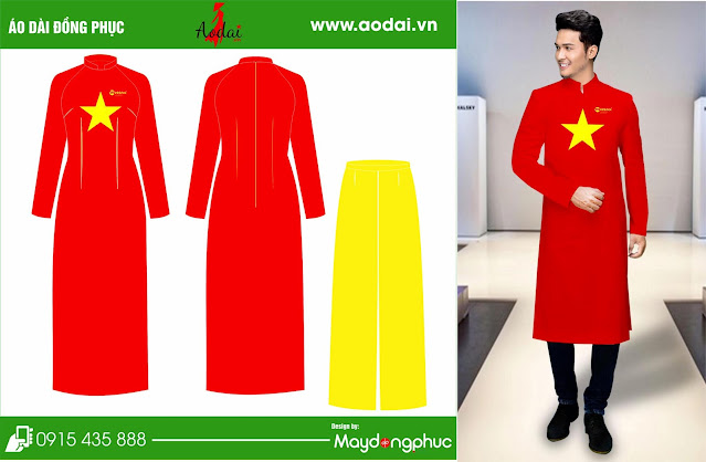 Áo dài cờ đỏ sao vàng đồng phục Quảng Bình