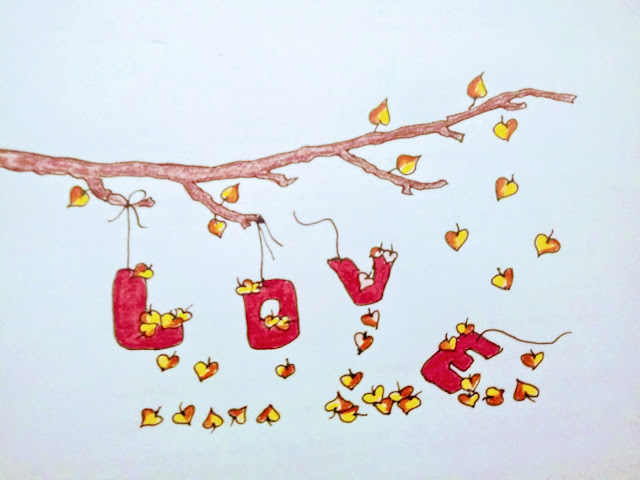 Dibujo de otoño, palabra love