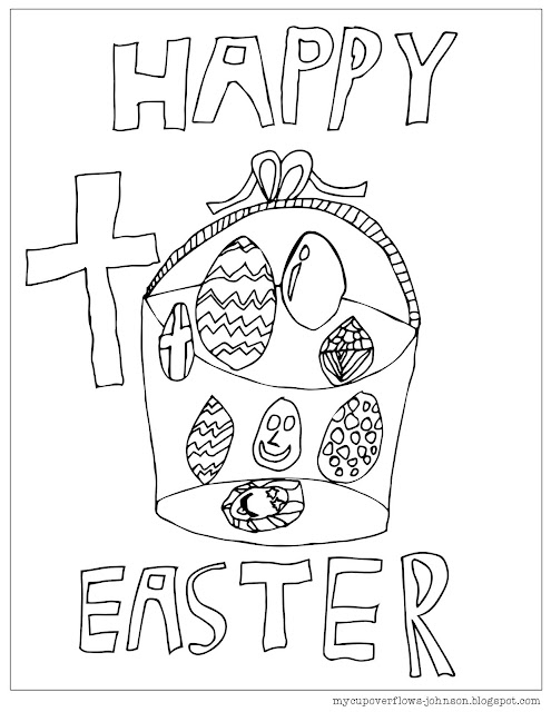 Easter basket of eggs coloring page