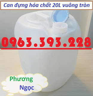 Can nhựa đựng hóa chất, can nhựa HDPE 20L, can nhựa vuông tròn màu trắng 4ca2f76cb001575f0e10