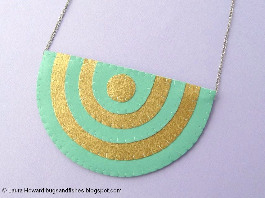 Bugs and Fishes by Lupin Faux Leather Crafts Geometric Necklace Tutorial