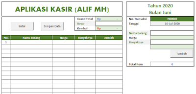 Aplikasi Kasir (Alif MH) - File Type: XLSM