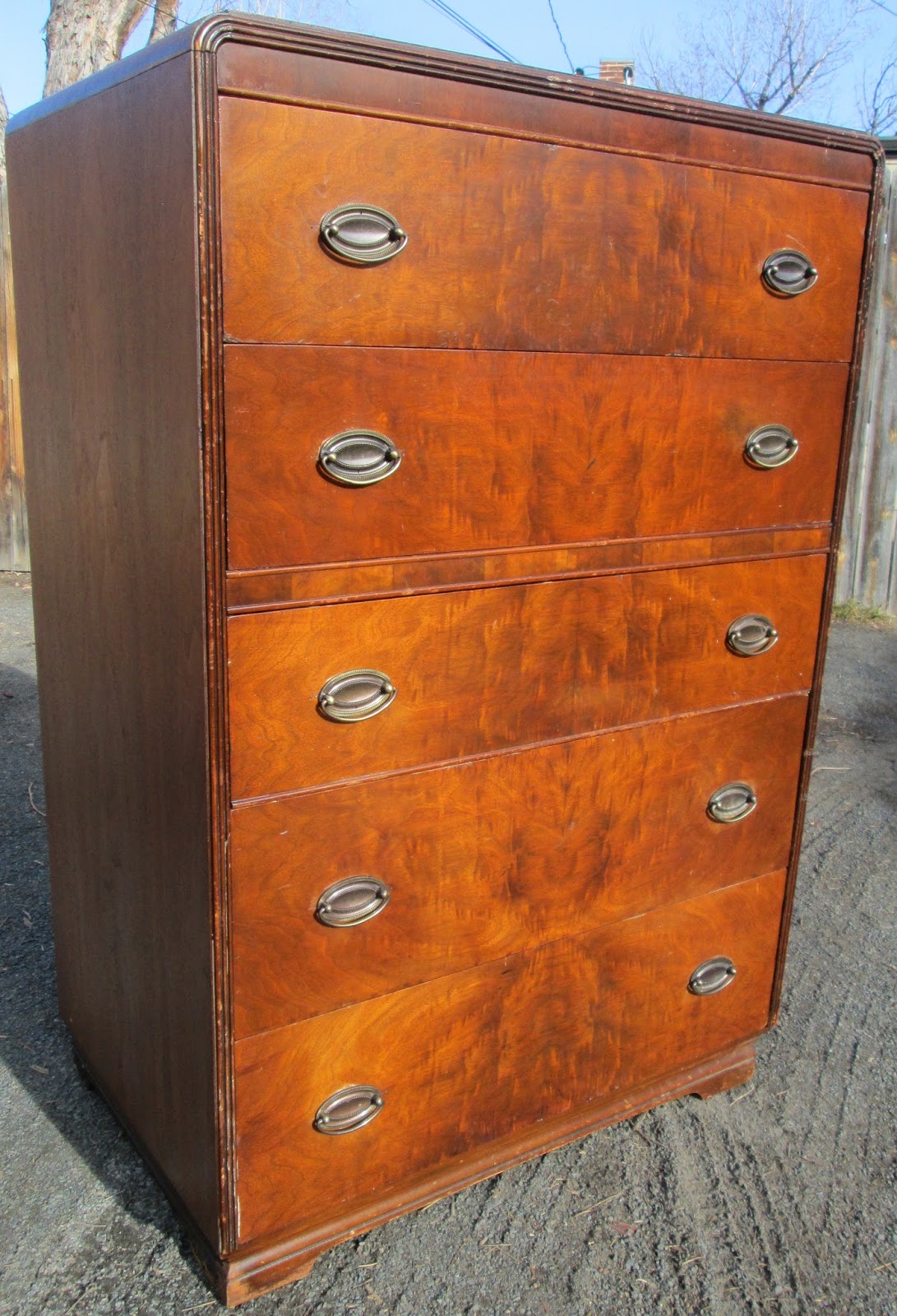 BoHO Chic: Vintage Tall Dresser - Walnut - Art Deco Style -Oval ...