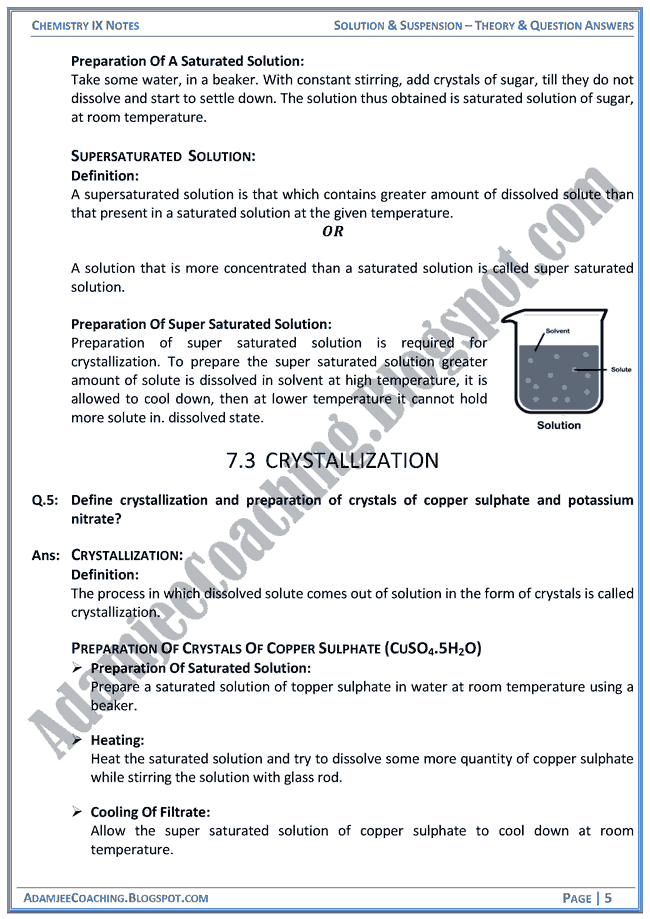 Adamjee Coaching Solution and Suspension Theory Notes and Question