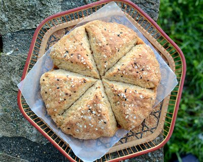 Finnish Whole-Wheat Flatbread ♥ KitchenParade.com, hot bread on the table in minutes.