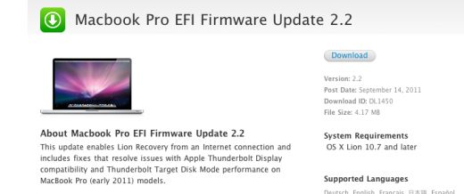 Apple EFI Firmware Update: 2.2 For Macbook Pro And 1.3 For Mac Mini
