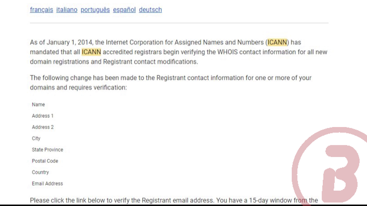 validación de dominio de ICANN