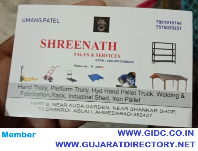 SHREENATH SALES & SERVICE Aslali 8, Part Limdivalo Choro, Ta. Daskroi, Ahmedabad - 382427 Umang Patel - 78019 16744 | 75750 29257 Hydraulic Hand Pallet Truck