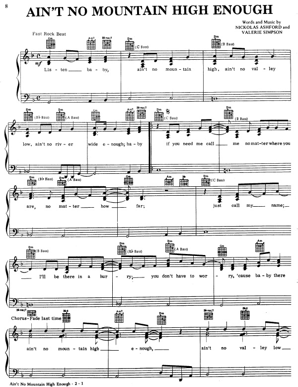 Marvin Gaye Ain't No Mountain High Enough Partituras para Piano