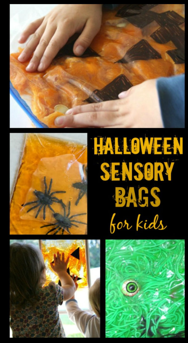 Halloween sensory bags for kids to make #halloween #halloweenactivitiesforkids #sensoryactivities #sensorybags #growingajeweledrose #activitiesforkids 
