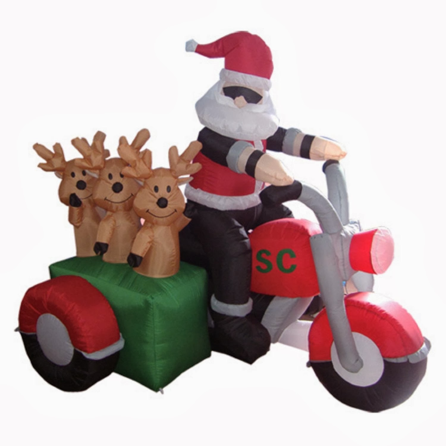 Christmas Decorations Inflatable Santa Claus in a Motorcycle