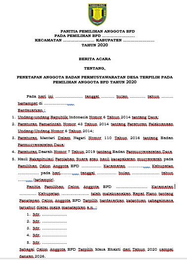 Surat Berita Acara Pemilihan Rt. - Contoh Berita Acara Hasil Pemilihan