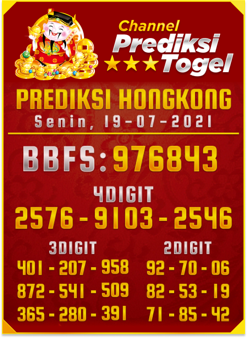 Channel Prediksi Togel Hongkong Senin, 19 Juli 2021
