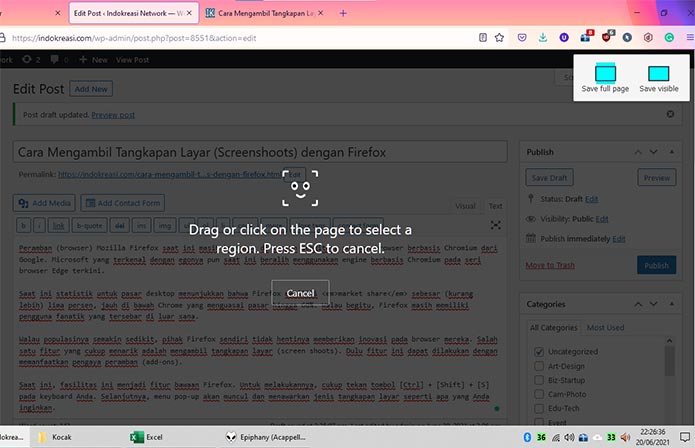 Cara Mengambil Tangkapan Layar (Screenshoots) dengan Firefox