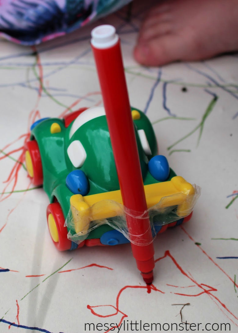 Mark Making Drawing With Cars Messy Little Monster mark-making-drawing-with-cars-messy-little-monster