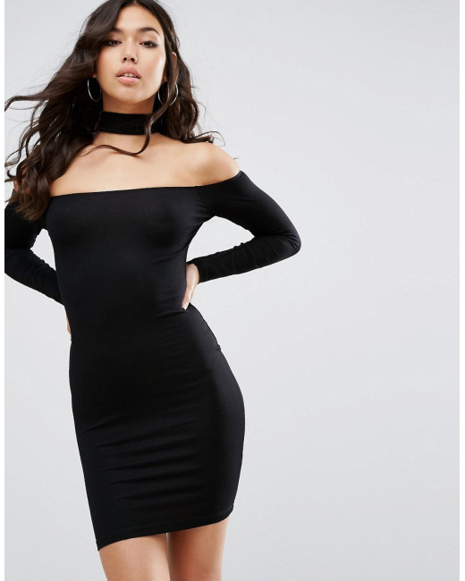 https://www.lyst.com.au/clothing/asos-long-sleeve-off-the-shoulder-bardot-mini-bodycon-dress-with-choker-collar-black/, natalie in the city, chicago, fashion blogger, lyst, midwest, chicago, lace up dress, fall dresses, plus size fashion